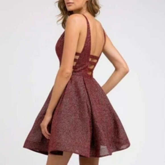 METALLIC ILLUSION EVENING FORMAL GOWN BURGUNDY PINK BLUE - Picture 3 of 7